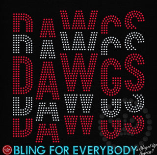 Dawgs Word Stack Staggered 2 Color Spangle Transfer #4132