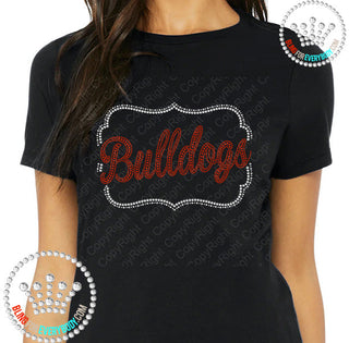 Bulldogs Name Frame Spangle Bling Unisex Short Sleeve Tee #4354