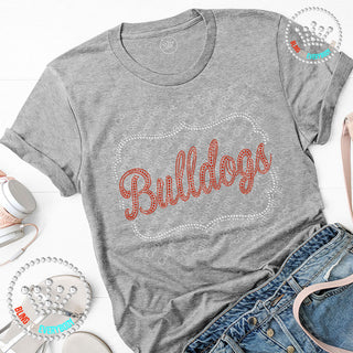 Bulldogs Name Frame Spangle Bling Unisex Short Sleeve Tee #4354