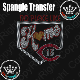 No Place Like Home With Base, Carthage C And Number (Softball) Spangle Transfer #4388S