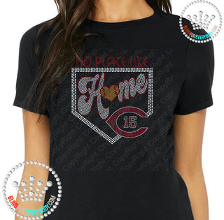 No Place Like Home With Base, Carthage C And Number (Softball) Spangle Transfer #4388S