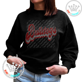 Bulldogs Groovy Font  Spangle Bling Unisex Sweatshirt #4526