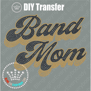 Band Mom Groovy Script BLACK Spangle Transfer #4800