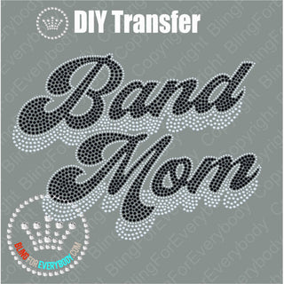 Band Mom Groovy Script BLACK Spangle Transfer #4800
