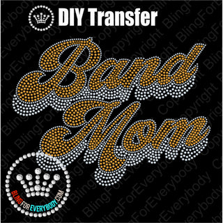 Band Mom Groovy Script GOLD Spangle Transfer #4800