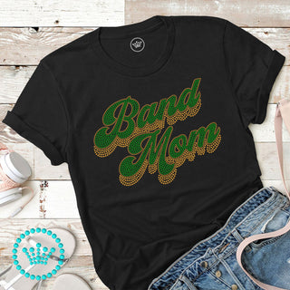 Band Mom Groovy Script GREEN Spangle Transfer #4800