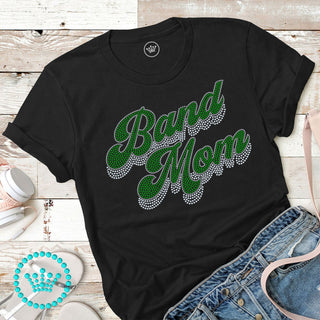 Band Mom Groovy Script GREEN Spangle Transfer #4800