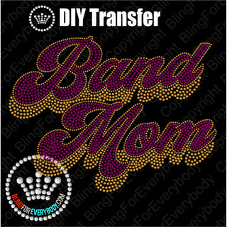 Band Mom Groovy Script MAROON Spangle Transfer #4800