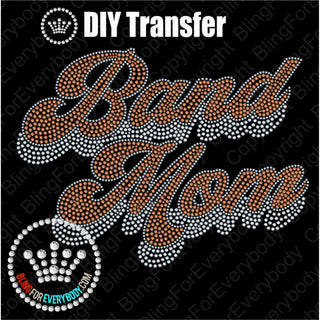 Band Mom Groovy Script ORANGE Spangle Transfer #4800