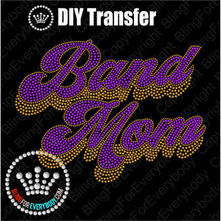 Band Mom Groovy Script PURPLE Spangle Transfer #4800