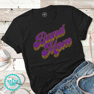 Band Mom Groovy Script PURPLE Spangle Transfer #4800