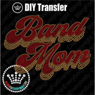 Band Mom Groovy Script RED Spangle Transfer #4800