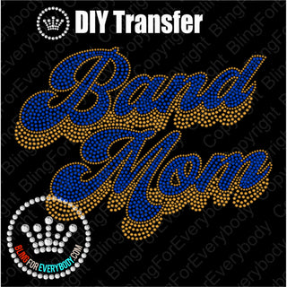 Band Mom Groovy Script ROYAL Spangle Transfer #4800