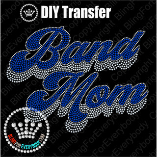 Band Mom Groovy Script ROYAL Spangle Transfer #4800