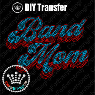Band Mom Groovy Script TEAL Spangle Transfer #4800