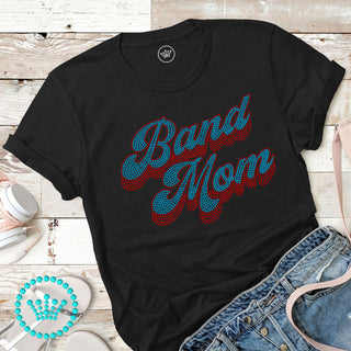 Band Mom Groovy Script TEAL Spangle Transfer #4800