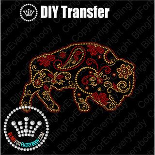 Buffalo Mandala Western Rodeo Spangle Transfer #5009