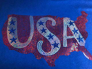 USA on USA with Stars Spangle Bling Tee #5185