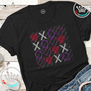 Tic Tac Heart Valentine Spangle Bling Tee #28498