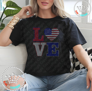 USA Love Flag Heart Spangle Transfer