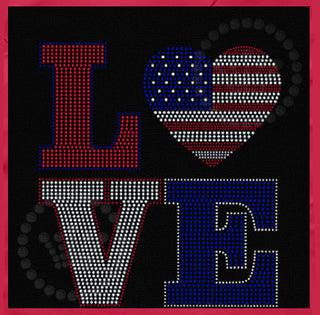 USA Love Flag Heart Spangle Transfer
