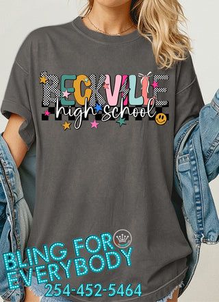 Beckville Sunset High School Retro Preppy Graphic Print Unisex Short Sleeve Tee #70305