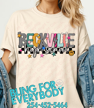 Beckville Sunset High School Retro Preppy Graphic Print Unisex Short Sleeve Tee #70305
