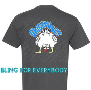 Guess What Chicken Butt Blue Graphic Print Tee