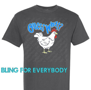 Guess What Chicken Butt Blue Graphic Print Tee