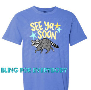 See You Soon Raccoon Graphic Tee (Yellow Lettering)