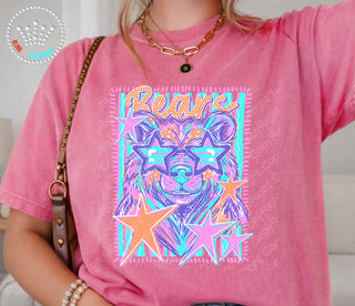 Bears Neon Scribbles Comfort Colors Graphic Tee