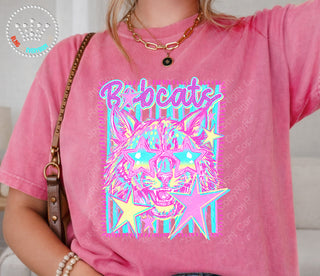 Bobcats Neon Scribbles Comfort Colors Graphic Tee