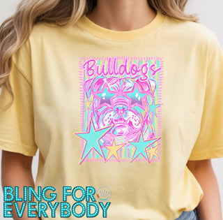 Bulldogs Neon Scribbles Comfort Colors Graphic Tee