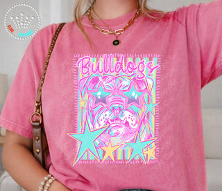 Bulldogs Neon Scribbles Comfort Colors Graphic Tee