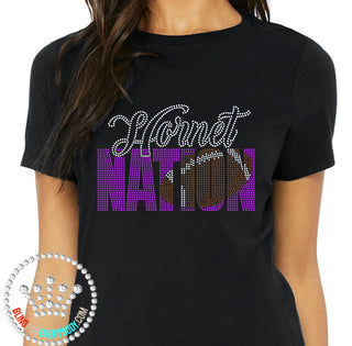 Hornet Nation Football Silver Maroon Spangle Transfer #8014