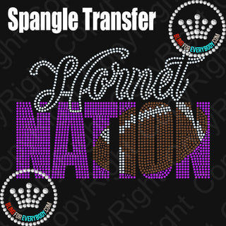 Hornet Nation Football Silver Maroon Spangle Transfer #8014