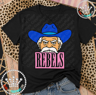 Rebels Pink Placard Mascot Tee
