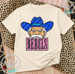 Rebels Pink Placard Mascot Tee