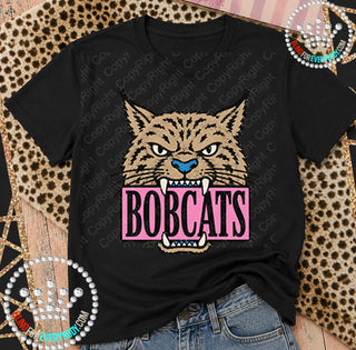 Bobcats Pink Placard Mascot Tee