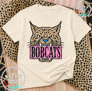 Bobcats Pink Placard Mascot Tee