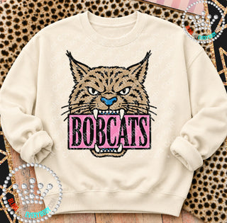 Bobcats Pink Placard Mascot Tee