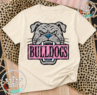Bulldogs Pink Placard Mascot Tee