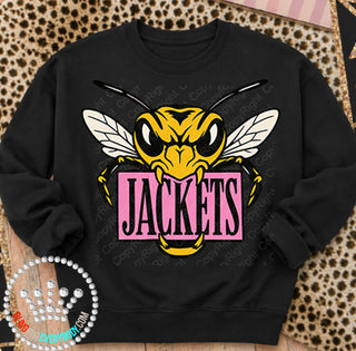 Jackets Pink Placard Mascot Tee