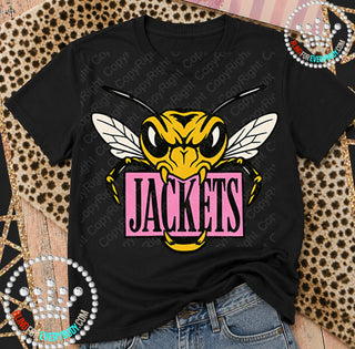 Jackets Pink Placard Mascot Tee