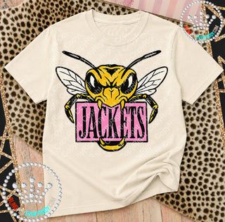 Jackets Pink Placard Mascot Tee
