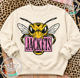 Jackets Pink Placard Mascot Tee