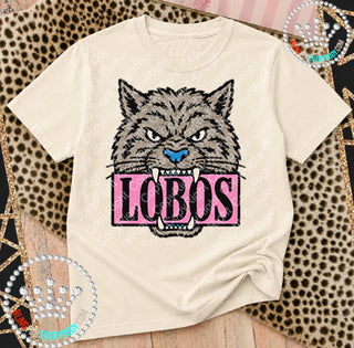 Lobos Pink Placard Mascot Tee