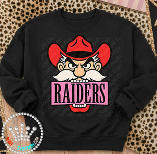 Raiders Red Hat Pink Placard Mascot Tee