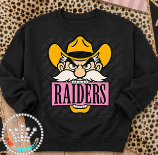 Raiders Yellow Hat Pink Placard Mascot Tee