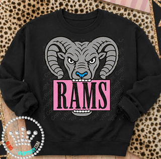 Rams Blue Nose Pink Placard Mascot Tee